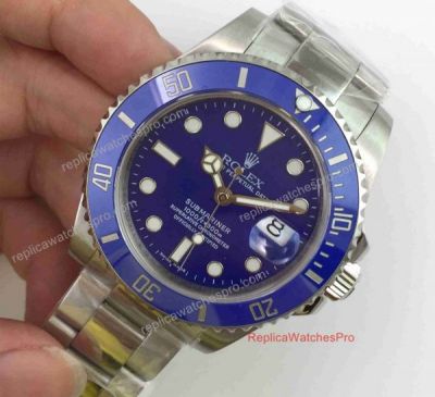 New Upgraded Rolex Submariner Smurf Stainless Steel Watch - Blue Ceramic Bezel 40mm